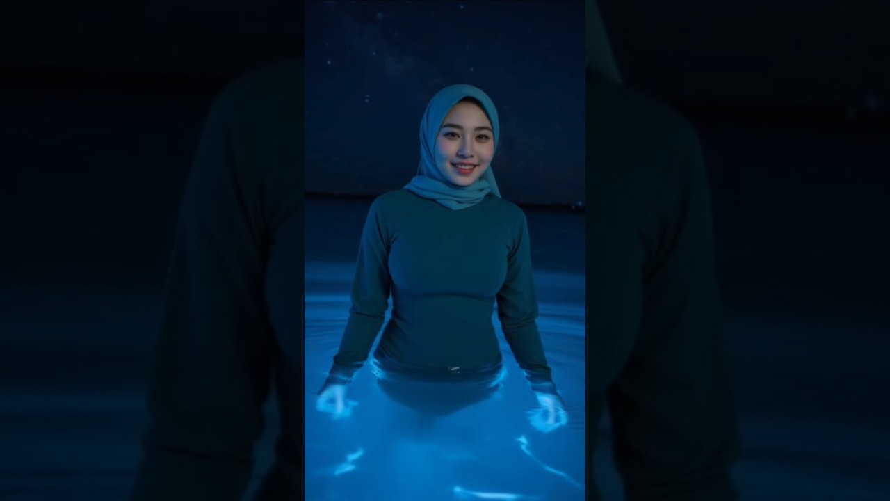 Enjoy the night~ #hijab #nightswim #AIGirl #AIHijab