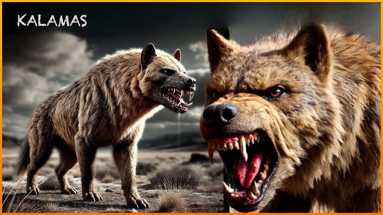 Epicyon, the largest dog species ever, capable of killing a tiger or hyena with a single bite.