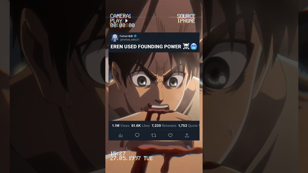 Eren Used First Time Founding Power ☠️🥶 #shots #aot #erenyeager #ytshorts #eren #foryou#eren
