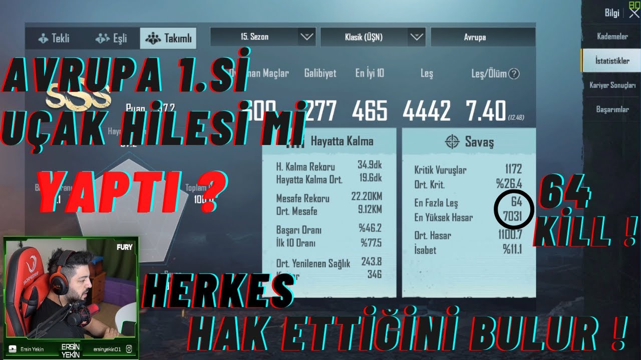 ERSİN YEKİN AVRUPA 1.Sİ NİN UÇAK HİLESİ YAPTIĞINI ÖĞRENİYOR !