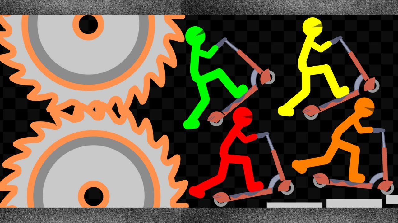 Escape From Gear Crusher - Survival Stickman Scooter Race