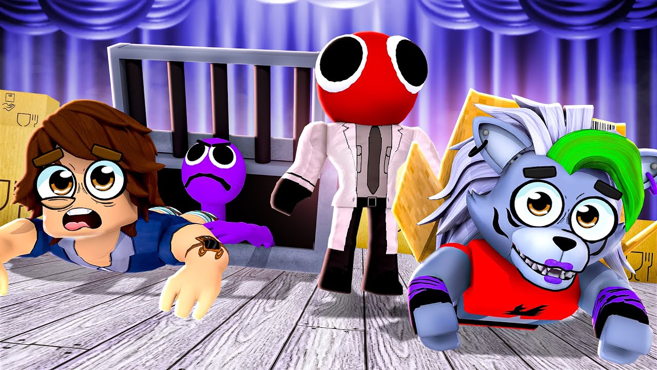 Escaping PURPLE In Roblox RAINBOW FRIENDS With Roxanne Wolf and Gregory
