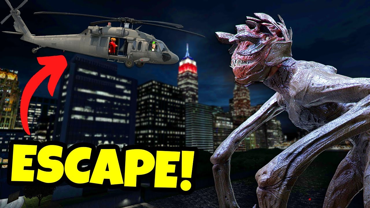 ESCAPING The Quiet Place Monster with a Helicopter in Gmod RP! (Garry's Mod)