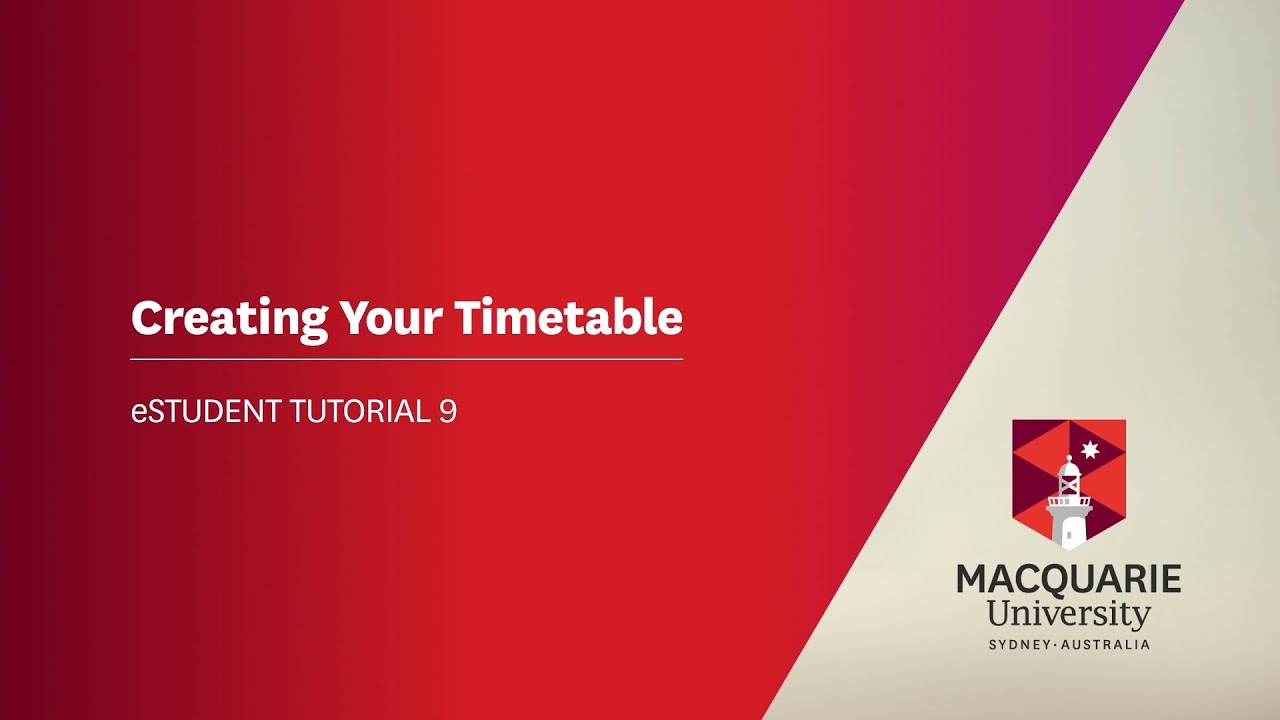 eStudent Tutorial 09 – Creating Your Timetable