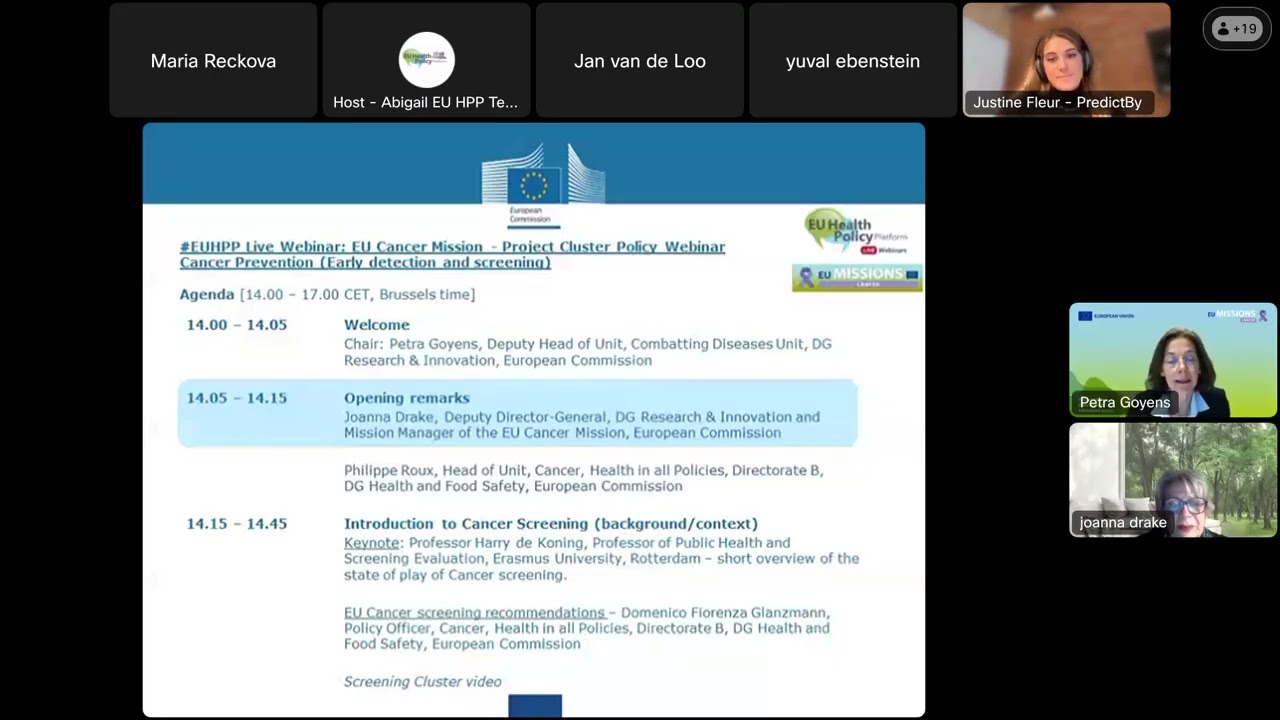 EU Cancer Mission – Project Cluster Policy Webinar on Cancer Prevention