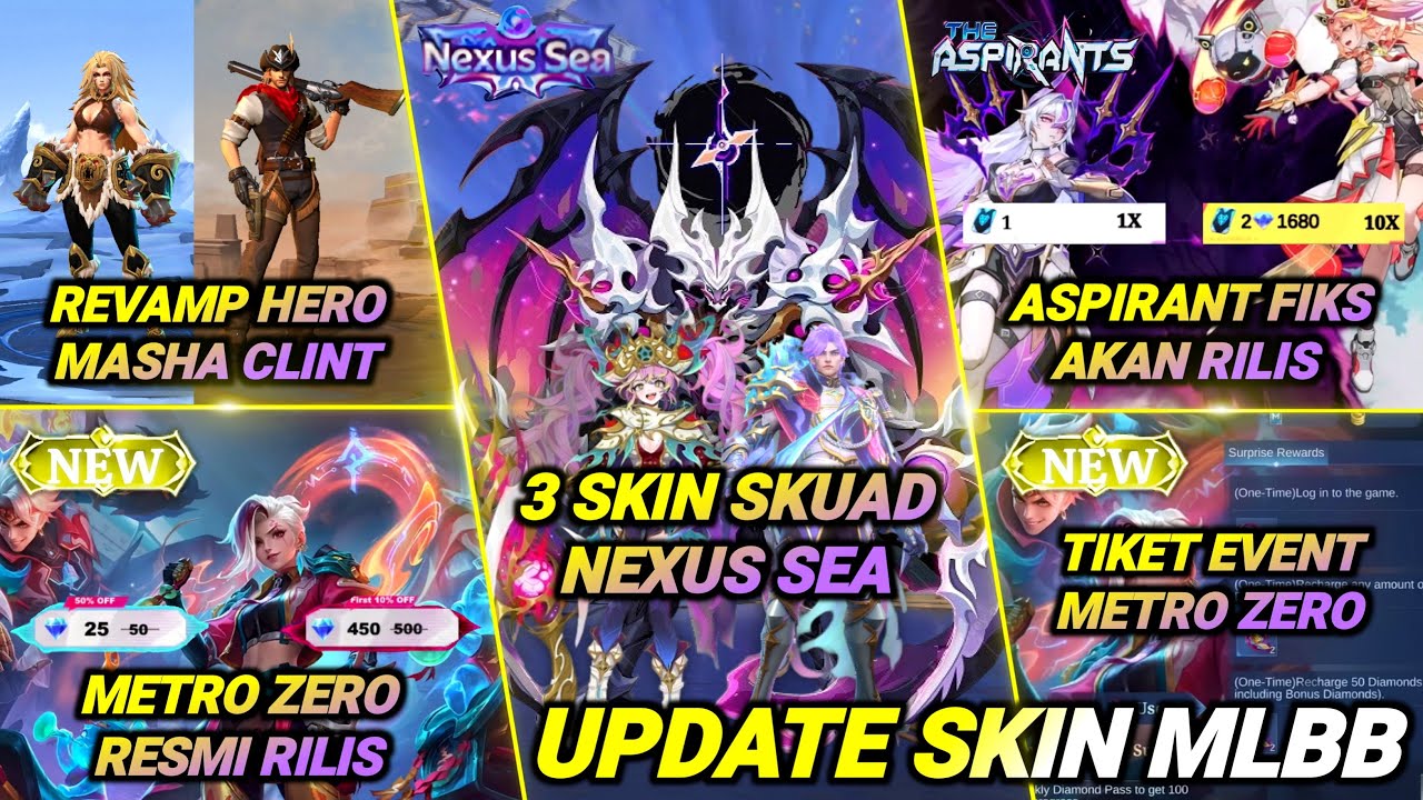 EVENT UPDATE WILL BE RELEASED! METRO ZERO RELEASED, ASPIRANT 0.4, NEXUS SEA SQUAD SKIN, MLBB HERO...