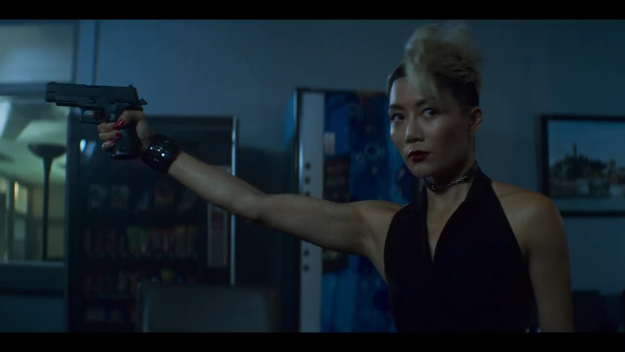 Evil leather assassin kills men with high heels