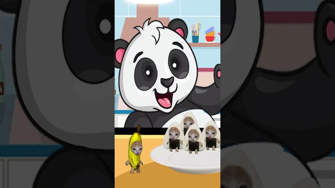 Evil panda eats happy cats