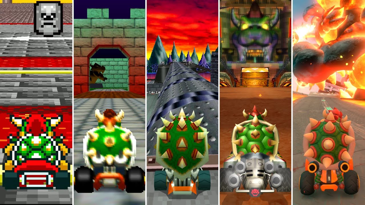 Evolution of Bowser's Castle in Mario Kart (1992 - 2025)