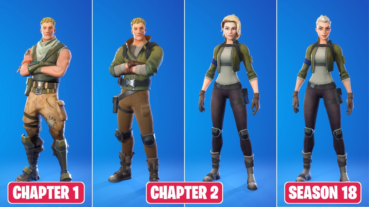 Evolution of Fortnite Default Skins in Fortnite (Chapter 1 Season 1 - Chapter 2 Season 8)