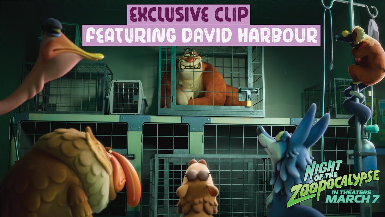 Exclusive Clip! David Harbour as Dan the Mountain Lion in Night of the Zoopocalypse