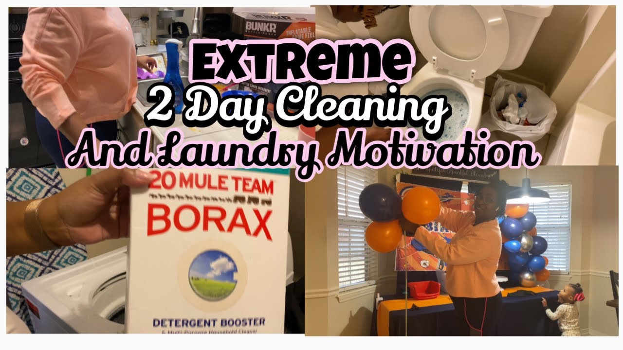EXTREME 2 DAY CLEANING AND LAUNDRY MOTIVATION//AFTER PARTY CLEAN UP!!
