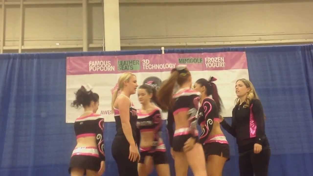 Extreme Cheer Sensation Flyer Passes Gas & Knocks Stage Over!!!