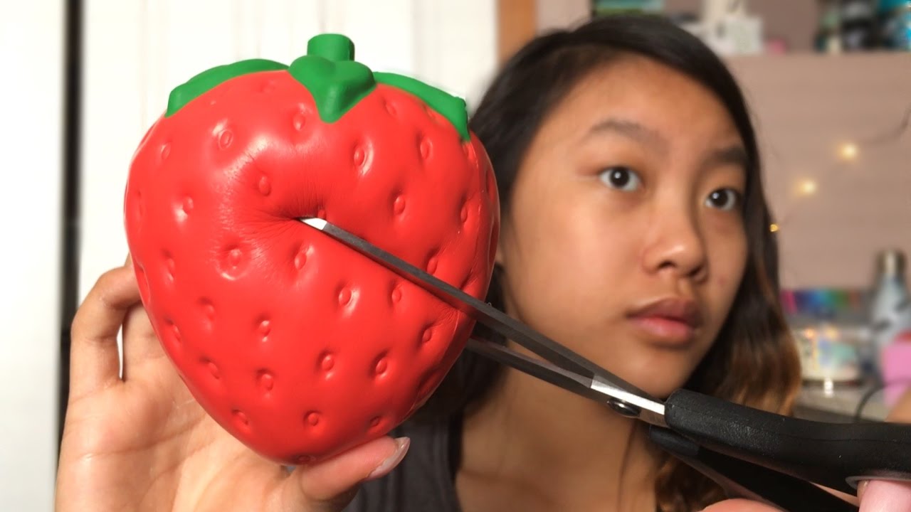 EXTREME SQUISHY DARES!! I CUT MY I BLOOM STRAWBERRY!!