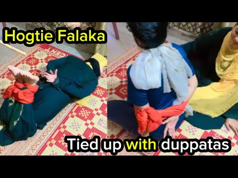 Falaka tickle & tied up on floor with duppatas escape challenge #awareness #funny #entertainment
