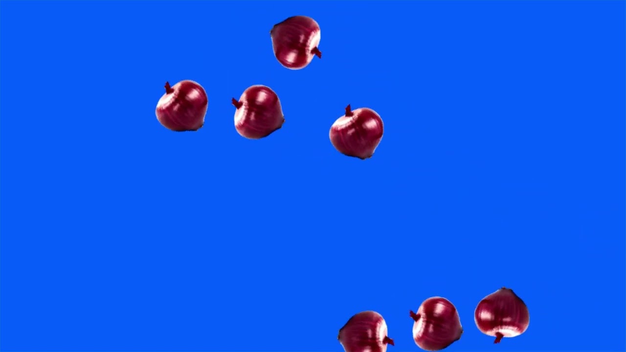 falling Onion green screen/animation vegetable Onion green screen