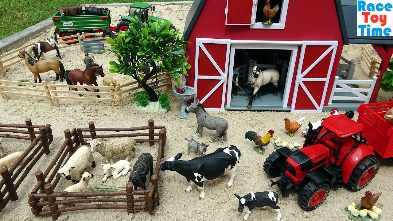 Farm Animal Toys in the sandbox