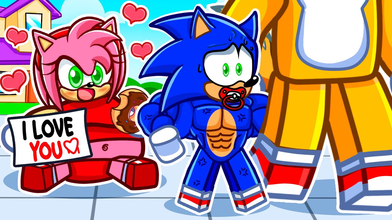 FAT Baby Amy Has A CRUSH On MUSCULAR Baby Sonic!