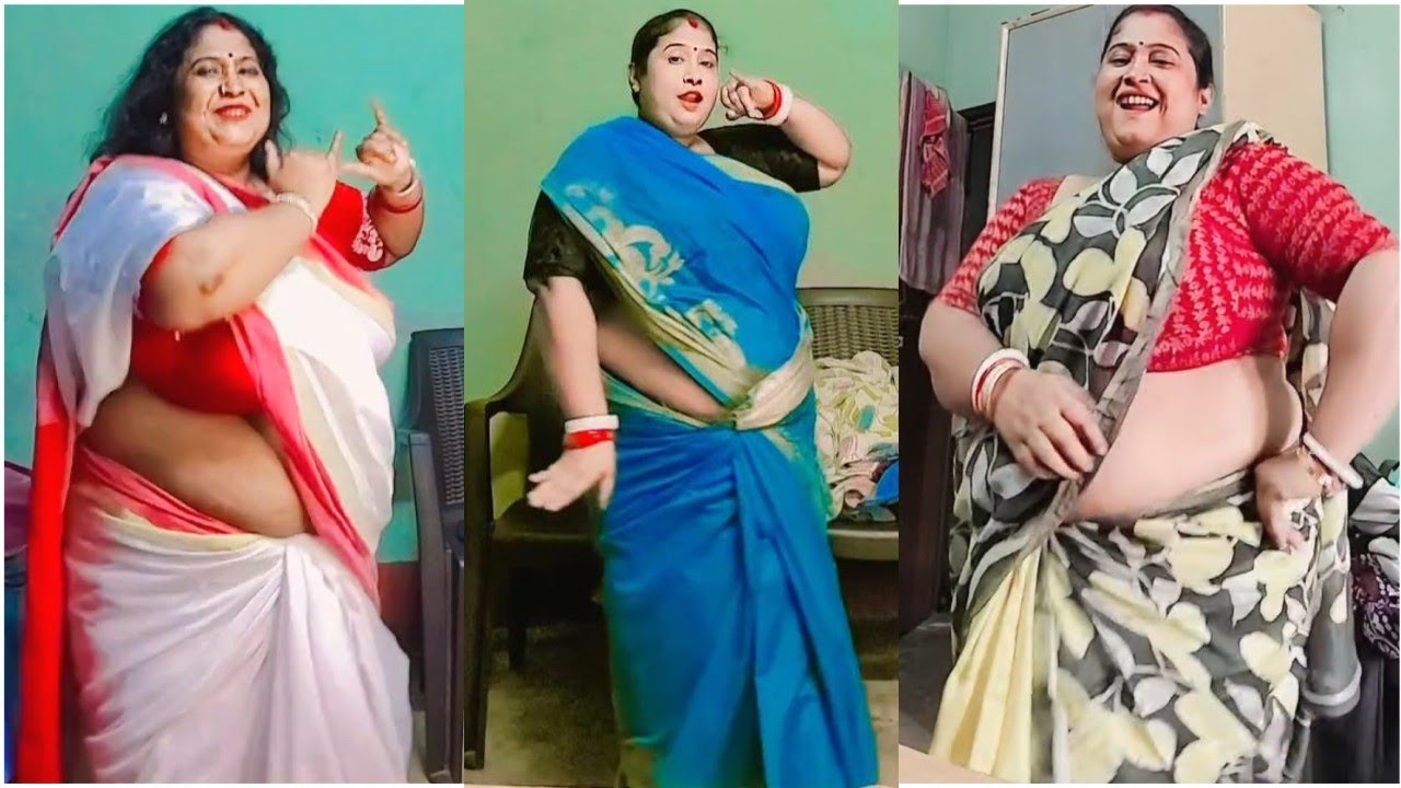 Fat women Saree Draping Style for dance | fat aunty Mugical dance in Saree