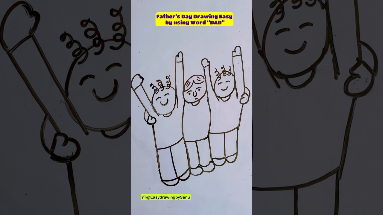 Father’s Day Drawing Easy by using Word “DAD” #shorts