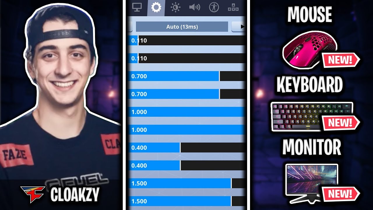 FaZe Cloakzy Fortnite Settings, Keybinds & Setup (NEW MOUSE)