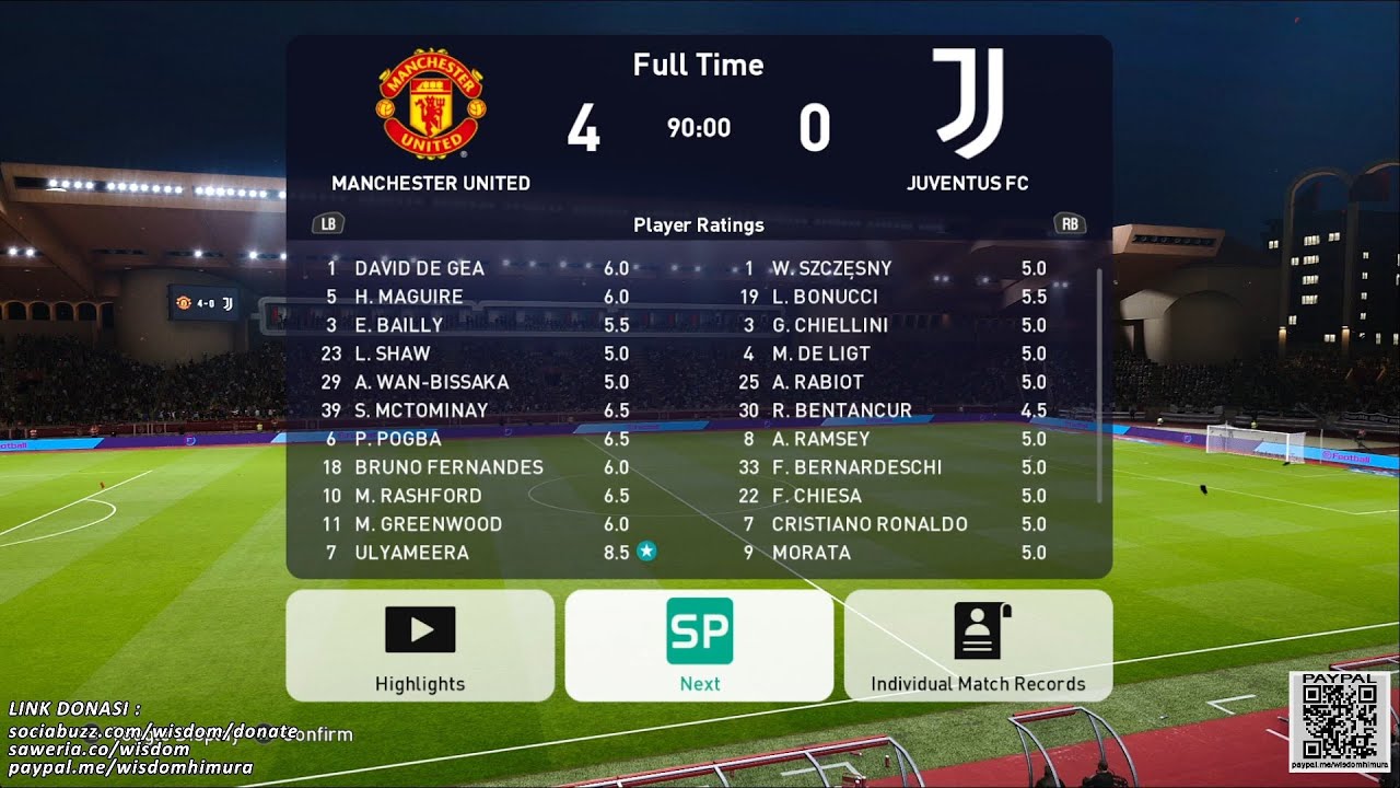 Final Liga Champion 2021 Manchester United vs Juventus 4 - 0 #Ulyameera PES 2021 Become A Legend