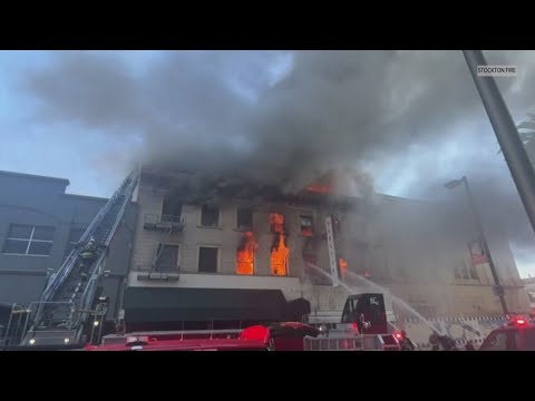Fire tears through historic downtown Stockton building