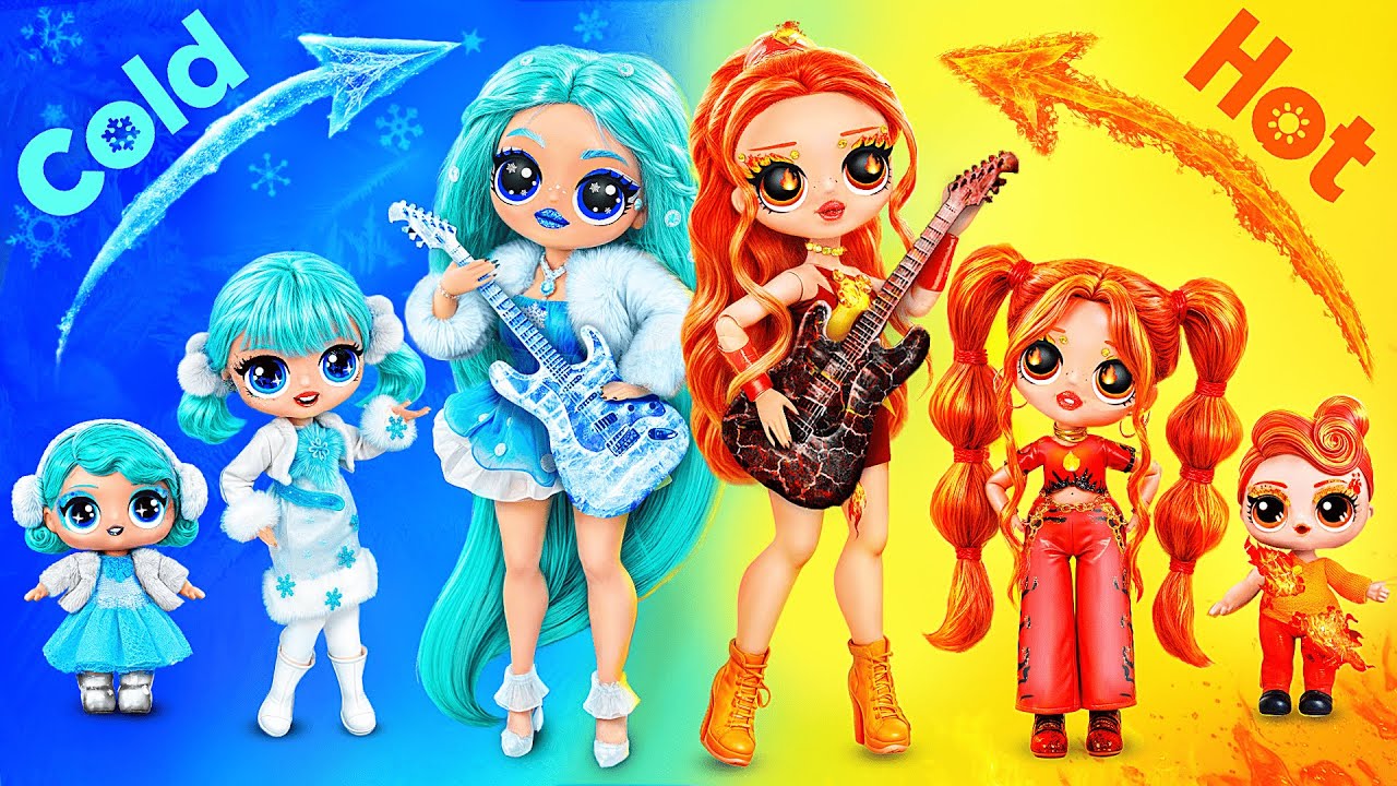 Fire vs Ice LOL Sisters Growing Up / DIYs for Dolls
