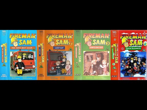 Fireman Sam – The Hero Next Door, Lost Cat, Sam's Day Off and Snow Business (1988-89 UK VHS)