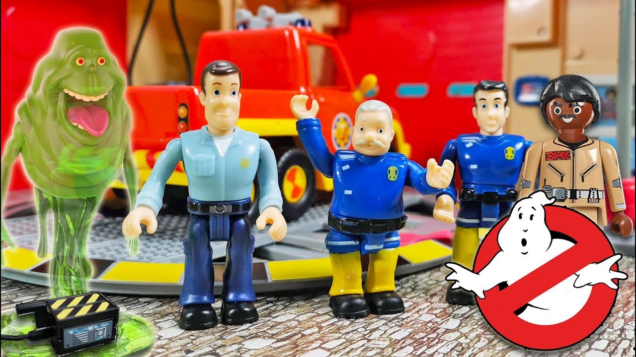 Fireman Sam Toys  🔥 Playmobil Ghostbusters 👻 Ghost at Fire Station Ecto 1 Fire Truck Toy for Kids