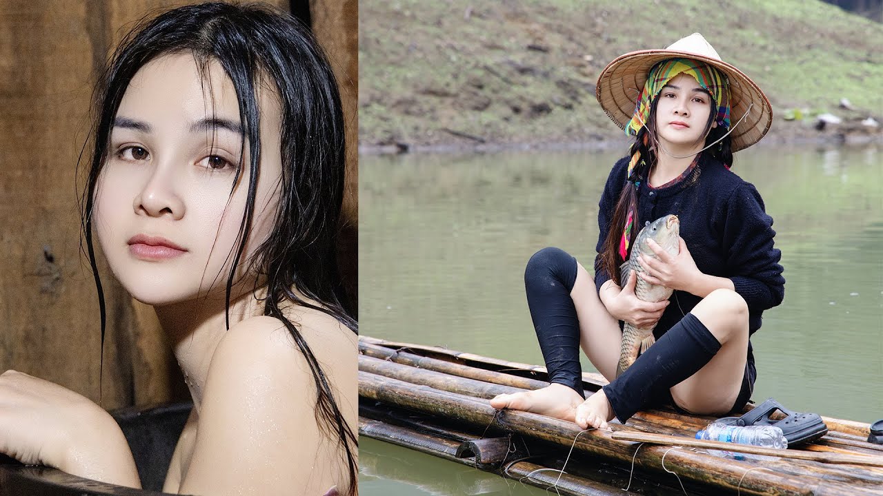 fishing in the wild - Amazing natural fishing skills of beautiful village girl