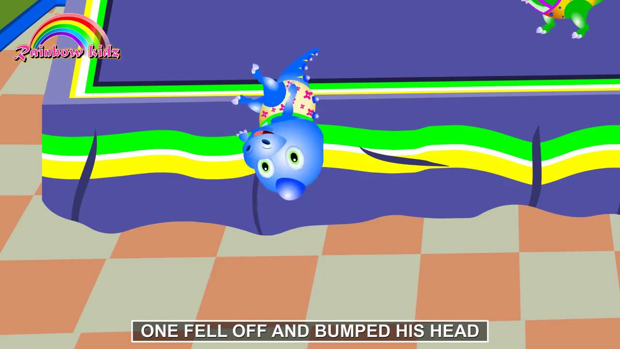 Five Little Baby Dinosaur Jumping On the Bed | English nursery rhyme