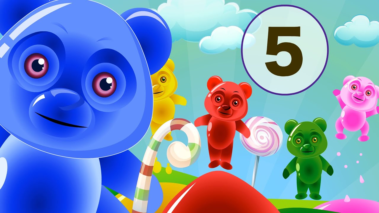 Five Little Gummy Bear Jumping on the bed | Nursery Rhymes and Kids Songs | Childrens Video