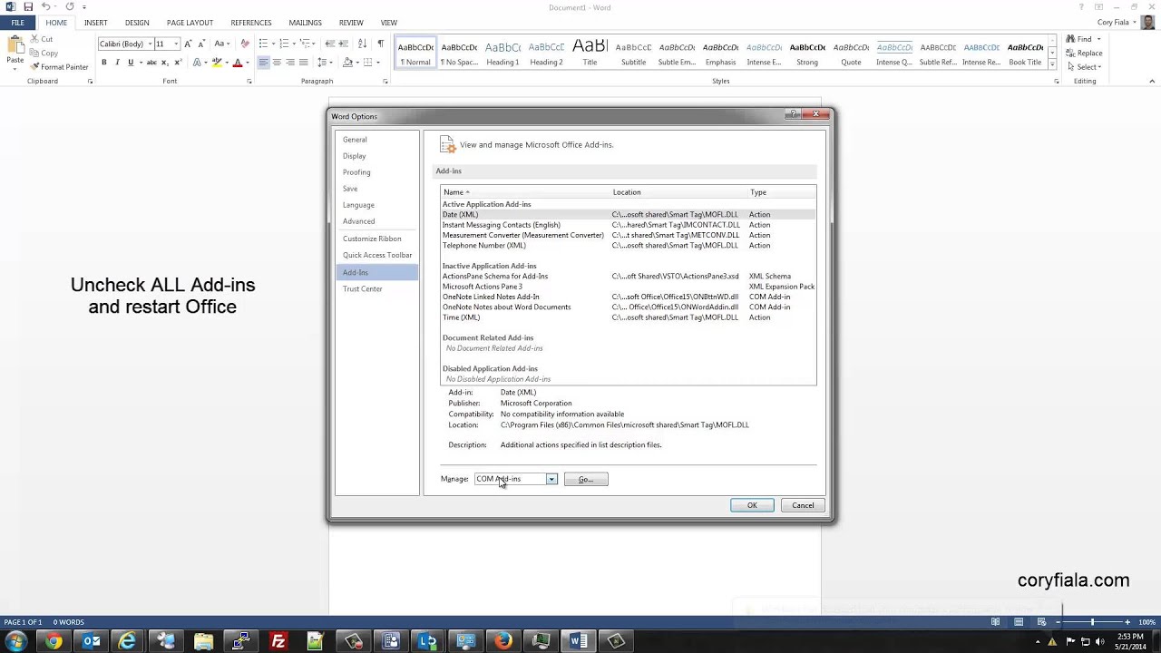 Fix Microsoft Office (2007-2013) Word Disable Add-ins