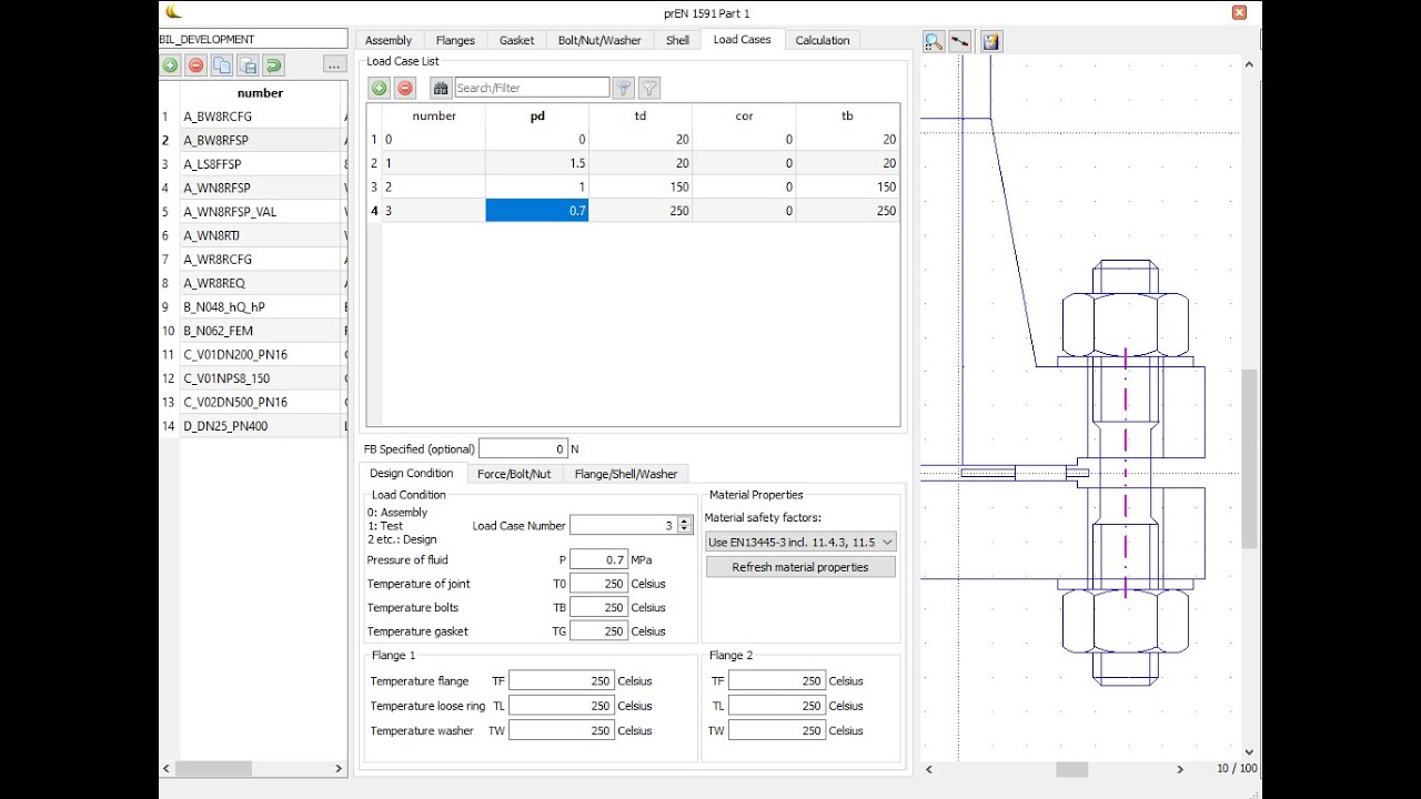 Flange calculations according to EN 1591-1