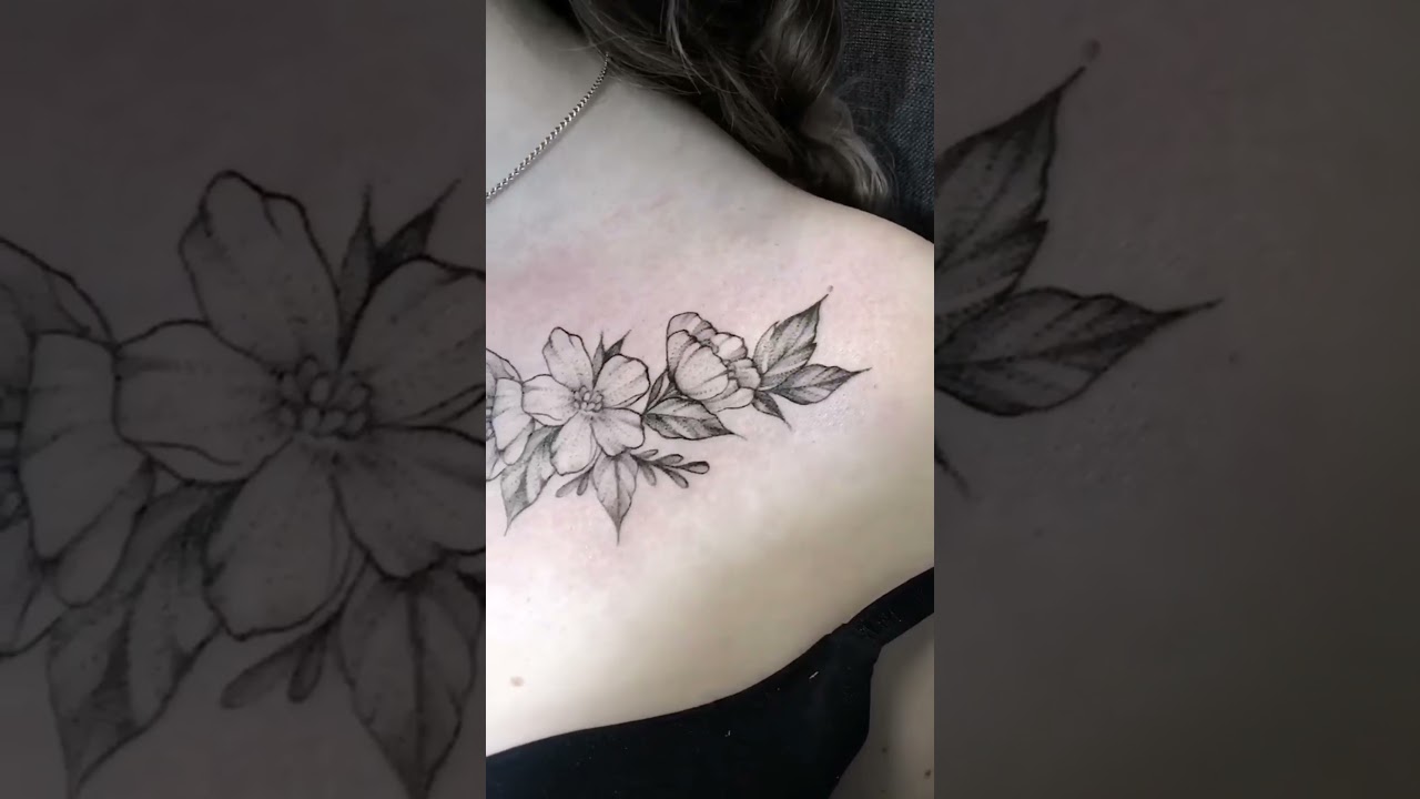 flowers Chest tattoo #tattoo #shorts #realistictattoo #dovme #art #tiktok #drawing #nudegirls