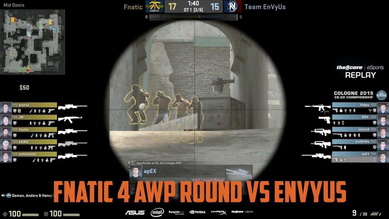 Fnatic 4 AWP peek VS Envyus