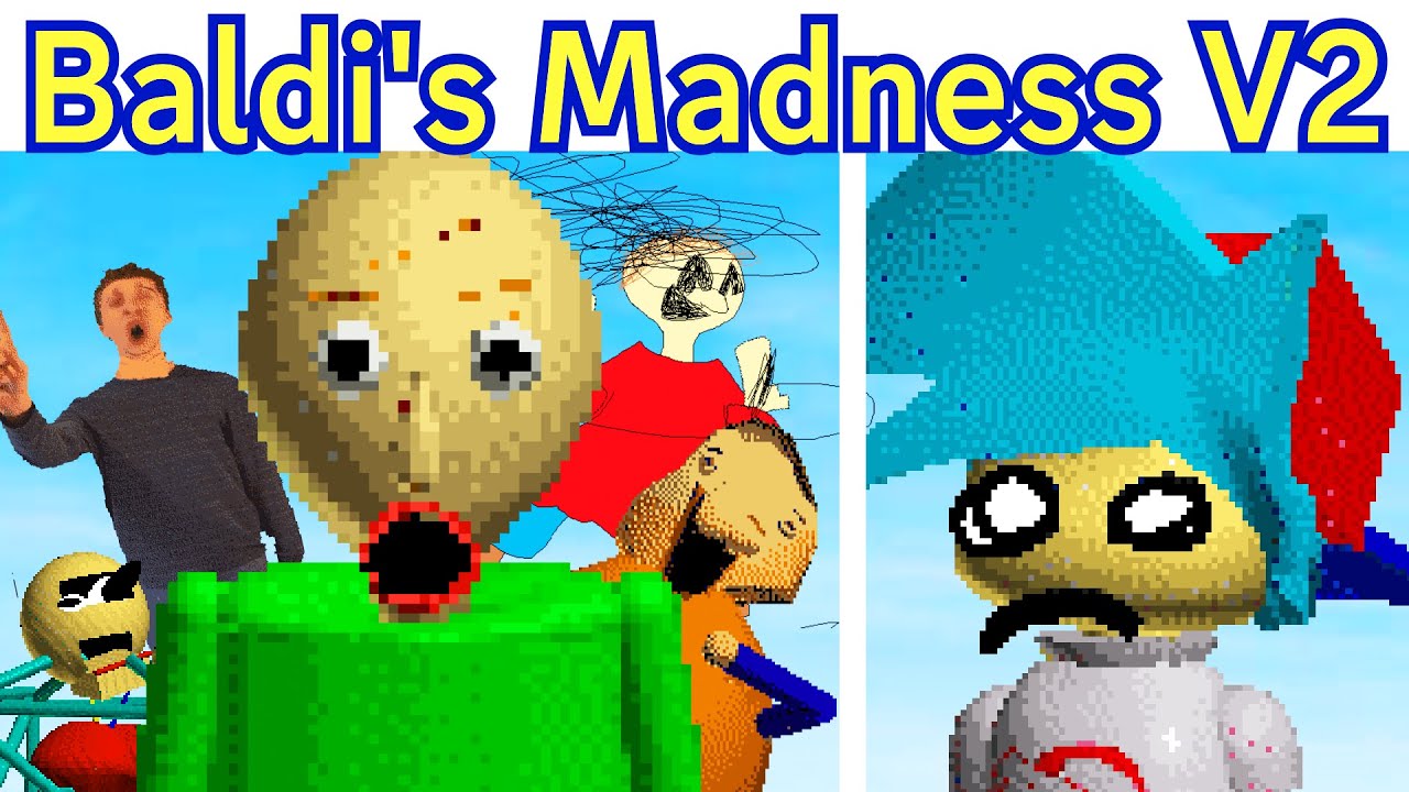 FNF BALDI'S BASIC MADNESS V2 (Vs Baldi, Principle, Bully, Playtime, Sweep, 1stPrize) - Rough Escape