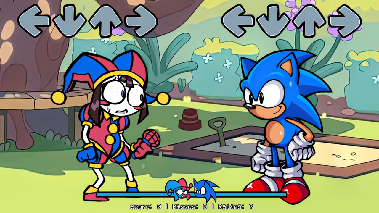 FNF NEW Amazing Digital Circus Episode 2 VS SONIC Characters Sings Can Can | Bluey FNF Mods