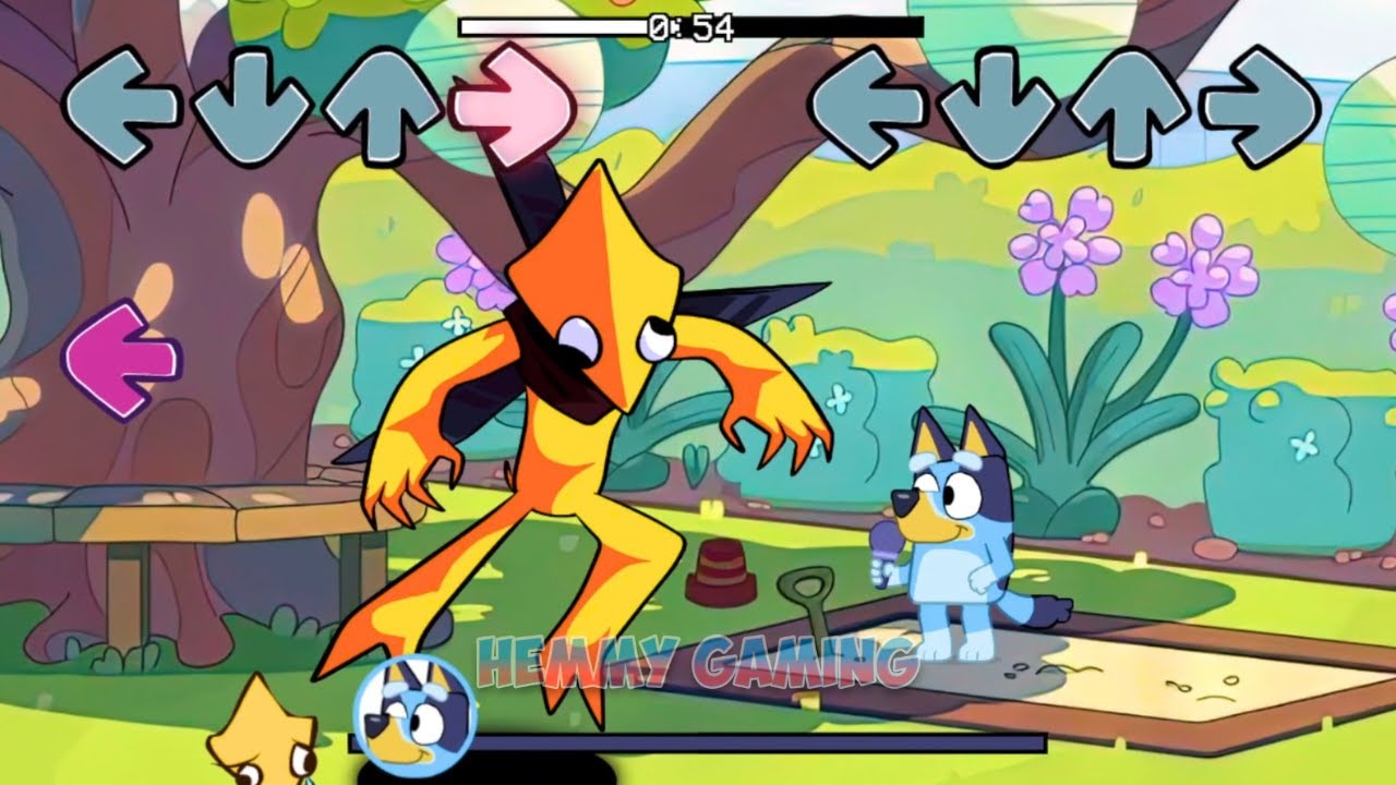 FNF New Rainbow Friends 2D vs Bluey, Bingo & Mackenzie Sings Bluey Can Can | Smile Song FNF Mods