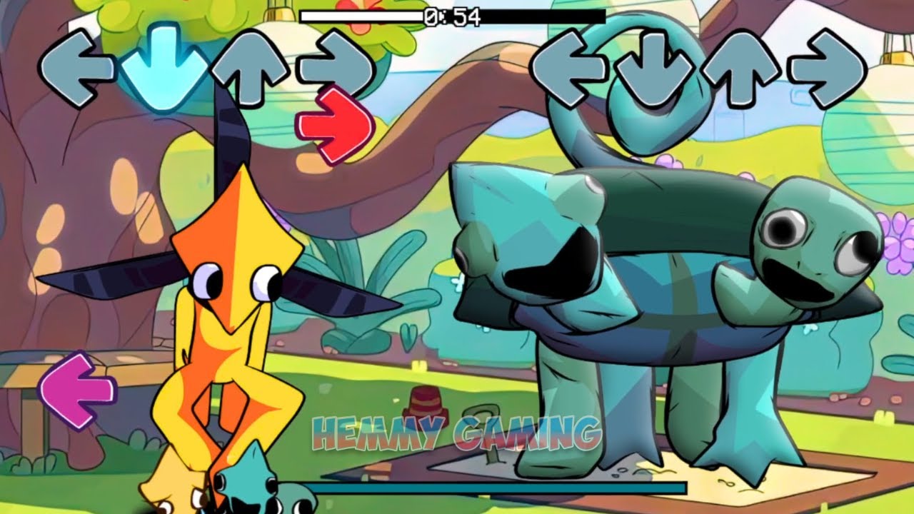 FNF New Rainbow Friends 2D vs Garten of Banban Sings Bluey Can Can I Smile Song FNF Mods