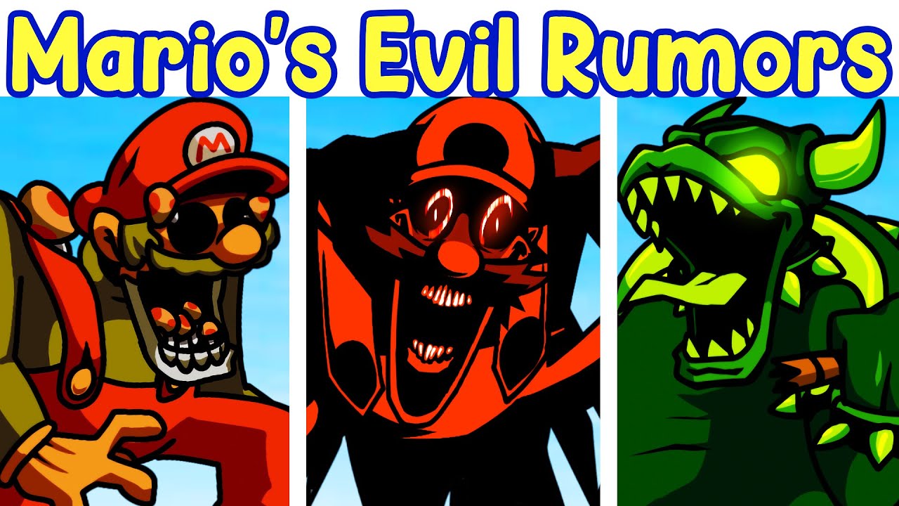 FNF VS NEW MARIO.EXE (Mario's Evil Rumors V1 Full Release) Ink Bowser, Mr.Virtual...