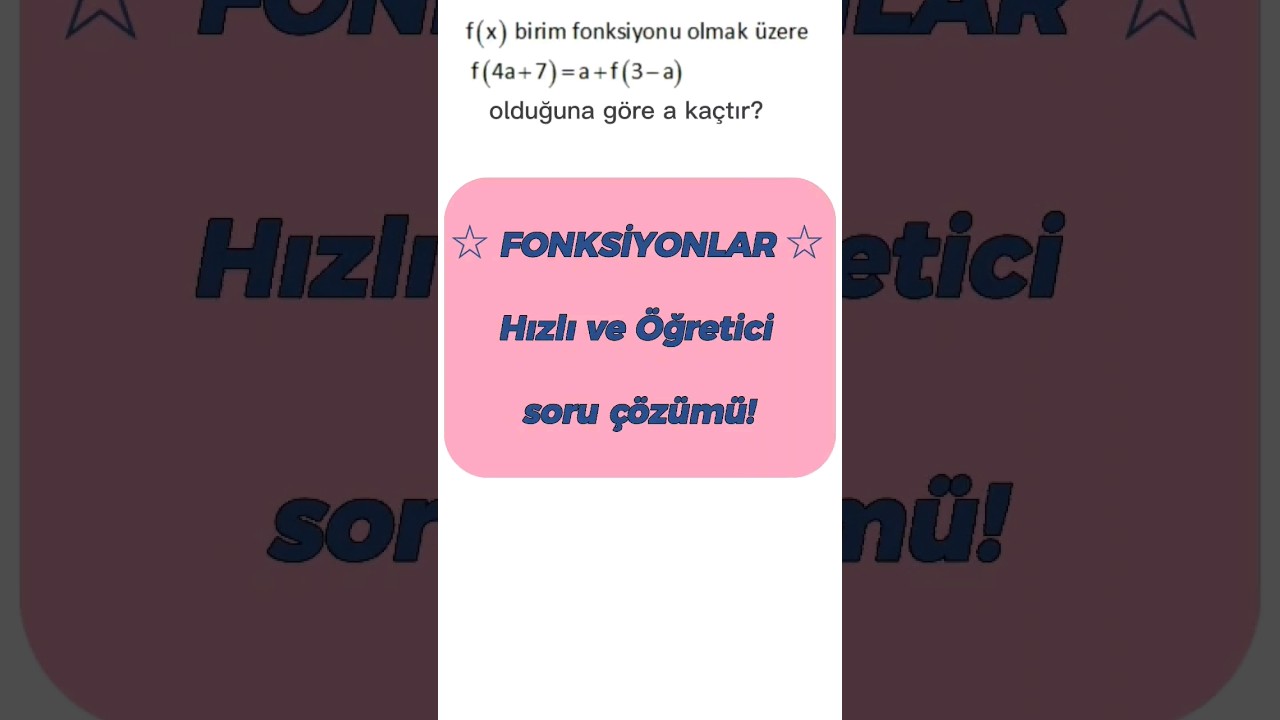 Fonksiyonlar soru çözümü! #matematik #fonksiyonlar #fonksiyon #yks #tytmatematik #2023yks