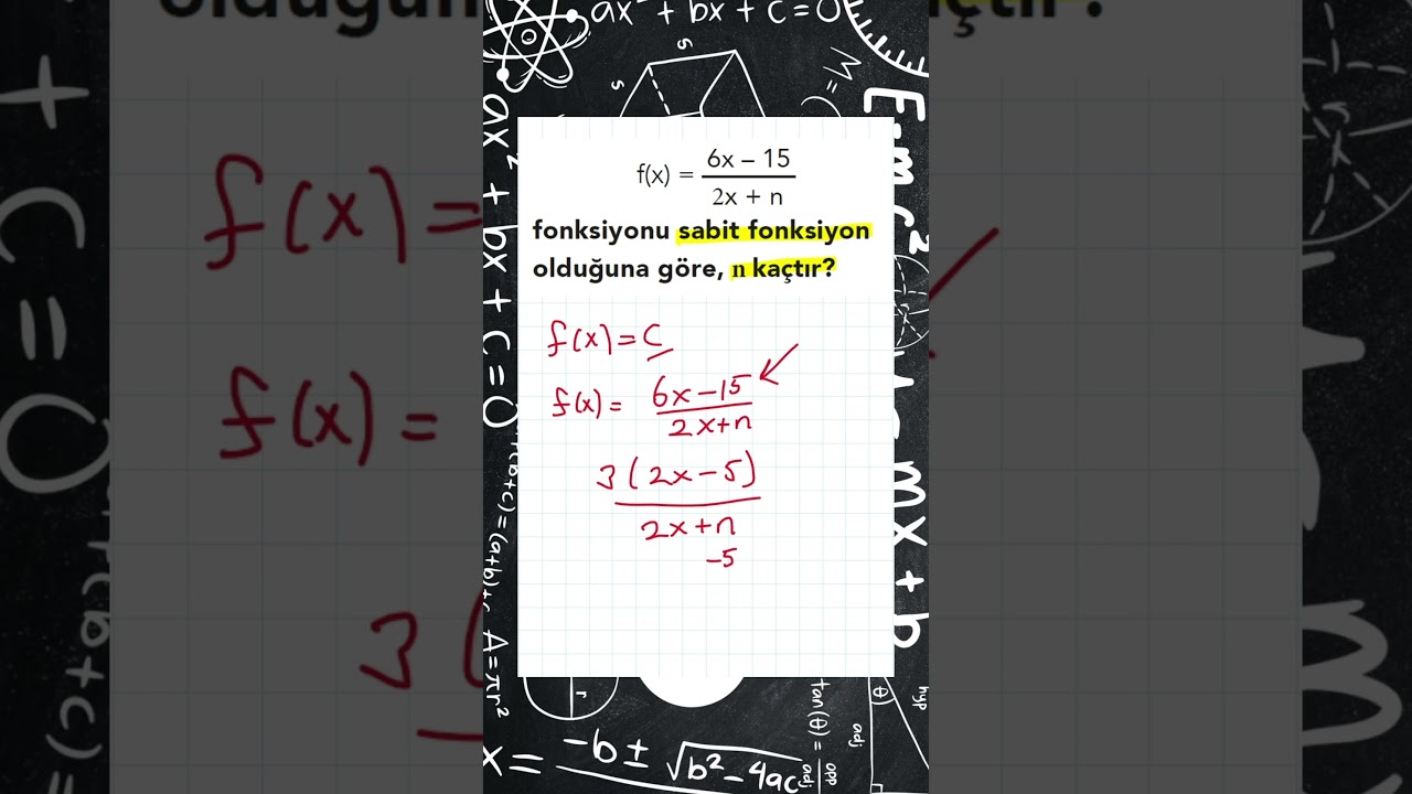 FONKSİYONLAR | Sabit Fonksiyon | Matematik Soru Çözümü #ayt #lisematematik #lise #tyt