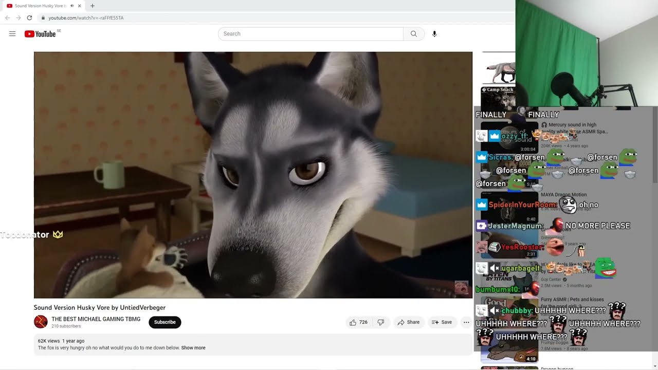 Forsen Reacts to Sound Version Husky Vore by UntiedVerbeger