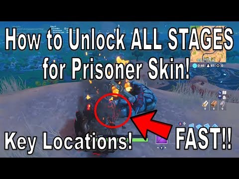 Fortnite - How to Unlock ALL STAGES for the Prisoner Skin! ~ Key Locations [Fastest Tutorial]
