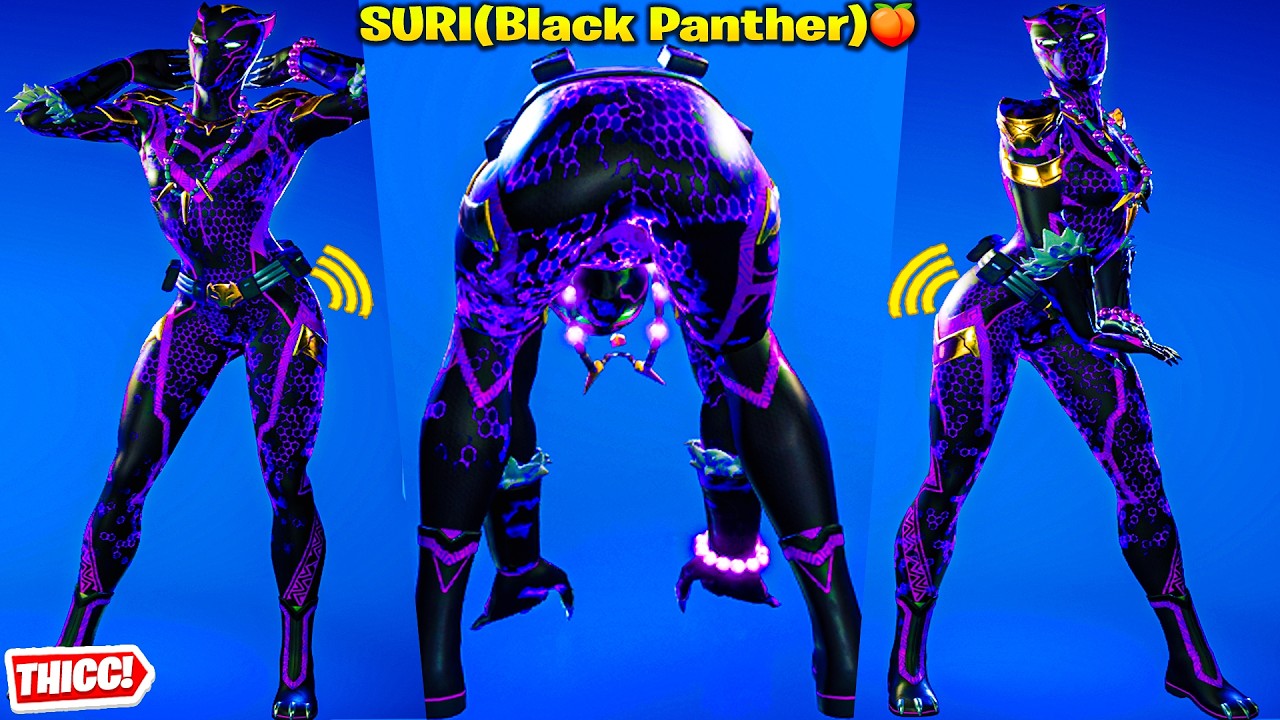 Fortnite Black Panther Suri Skin Showcase Thicc 🍑😍 Top Tiktok Emotes & Dances 😘 Hot New C5S4 Outfit😜