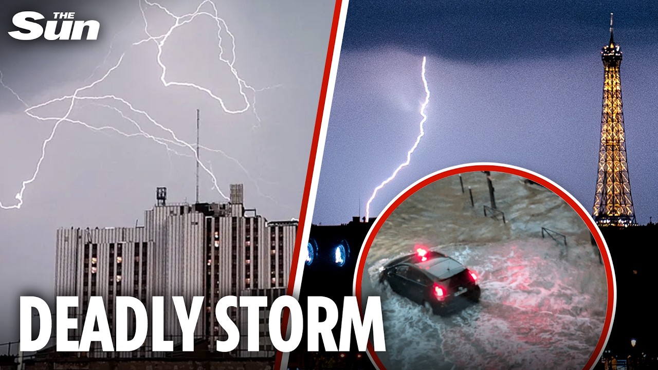 France struck by 39 THOUSAND lightning bolts as Paris swamped by floods and 2 killed