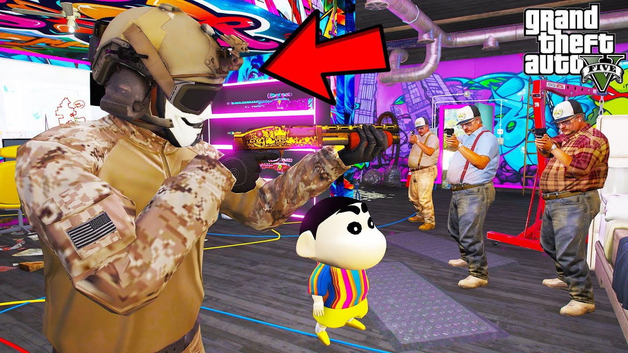 Franklin Trying To Save Shinchan And Chop From Fake Mr. Anonymous In GTA 5!