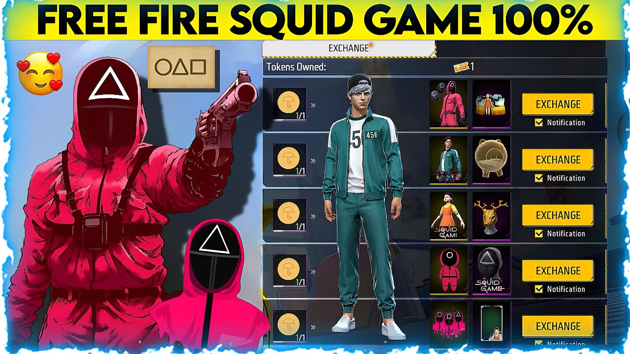 FREE FIRE SQUID GAME | FREE FIRE SQUID GAME FREE REWARDS | FF X SQUID GAME COLLABORATION COLLECTION
